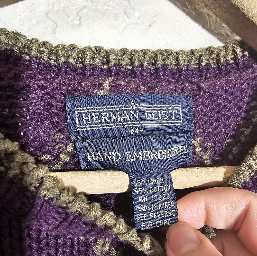 Vintage Herman Geist Linen Blend Floral Pullover Sweater Vest - Picture 3 of 3